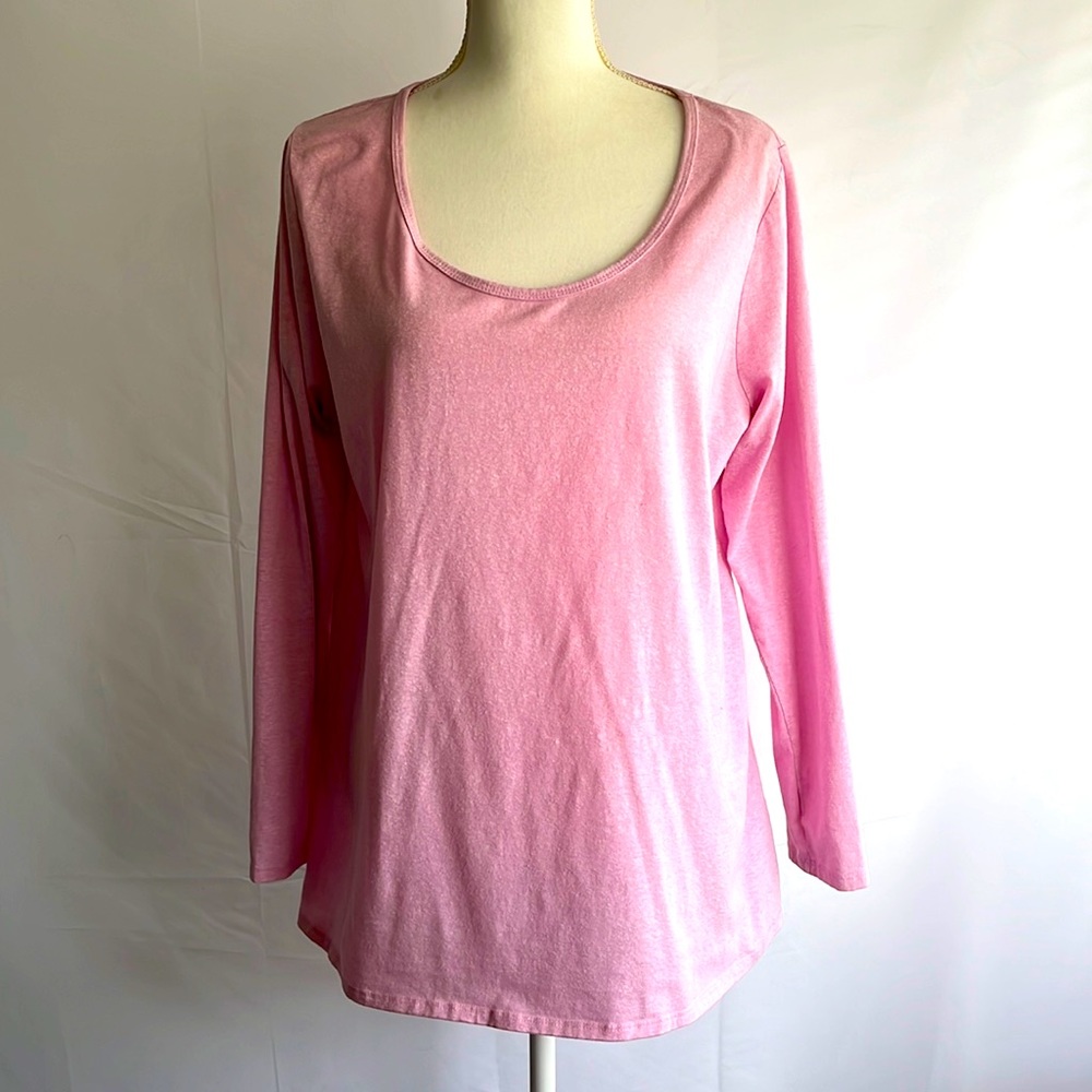 Lularoe “Perfect Pink” long sleeve top, Size 2XL, polyester/cotton.